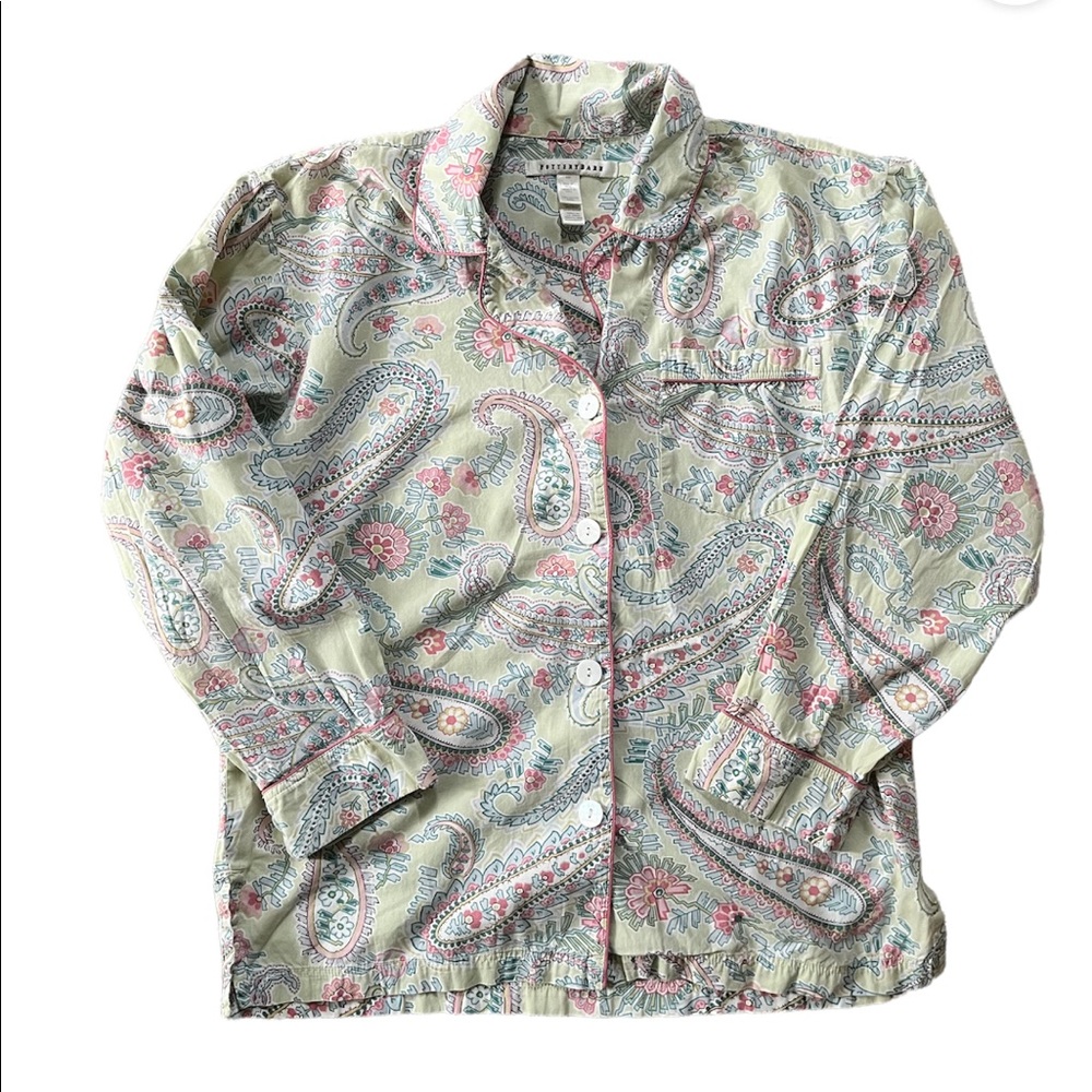 Vintage Pottery Barn Paisley Women’s Pajama Top - teal/green/pink - small